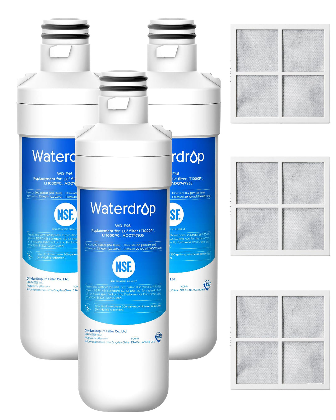 Waterdrop Kühlschrank Wasserfilter und Luftfilter Ersatz für LG® LT1000P® | Ersatz für LG® LT1000P®,