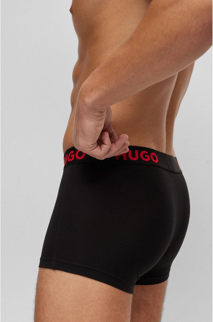 HUGO Herren Trunk Triplet Nebula Dreier-Pack eng anliegende Boxershorts aus Stretch-Jersey mit Logos