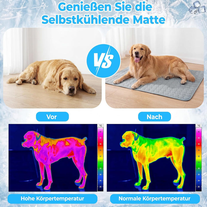 Ungiftig Kühlmatte Hund Sommer Waschbar für Drinnen (100 * 70Grau) | Atmungsaktiv Kühldecke Hund Sel