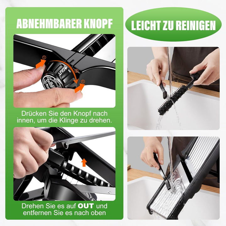 Masthome 5-in-1 Gemüsehobel Mandoline, Verstellbar Edelstahl Gemüsereibe, Reibe für Gemüse, Multifun