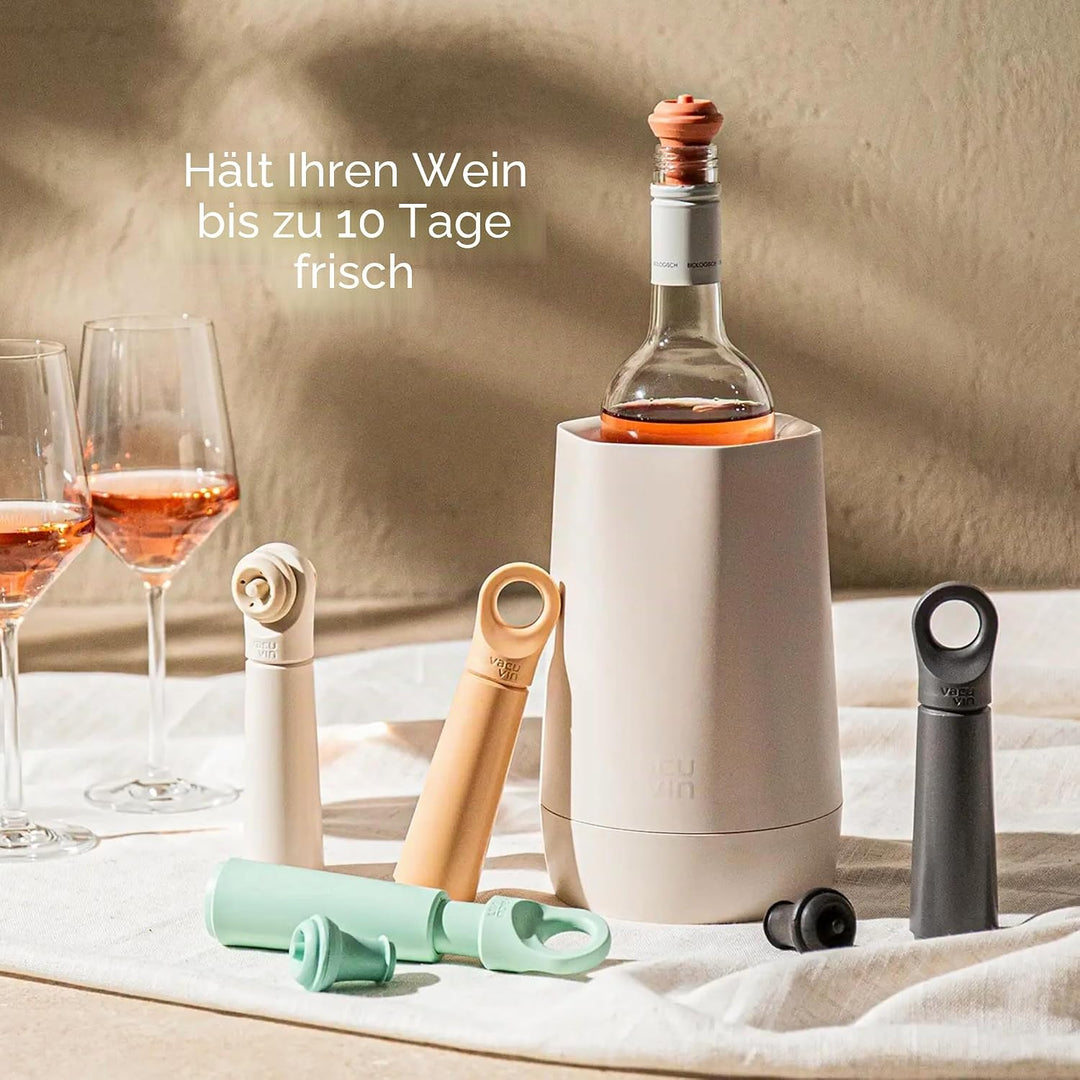 Vacu Vin Weinpumpe Loop - Vakuum Weinflaschenverschluss - 1 Pumpe 1 Stopper aus 98% Recyceltem Mater