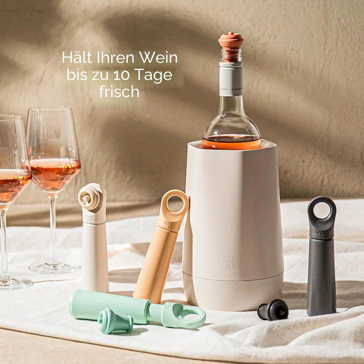 Vacu Vin Weinpumpe Loop - Vakuum Weinflaschenverschluss - 1 Pumpe 1 Stopper aus 98% Recyceltem Mater