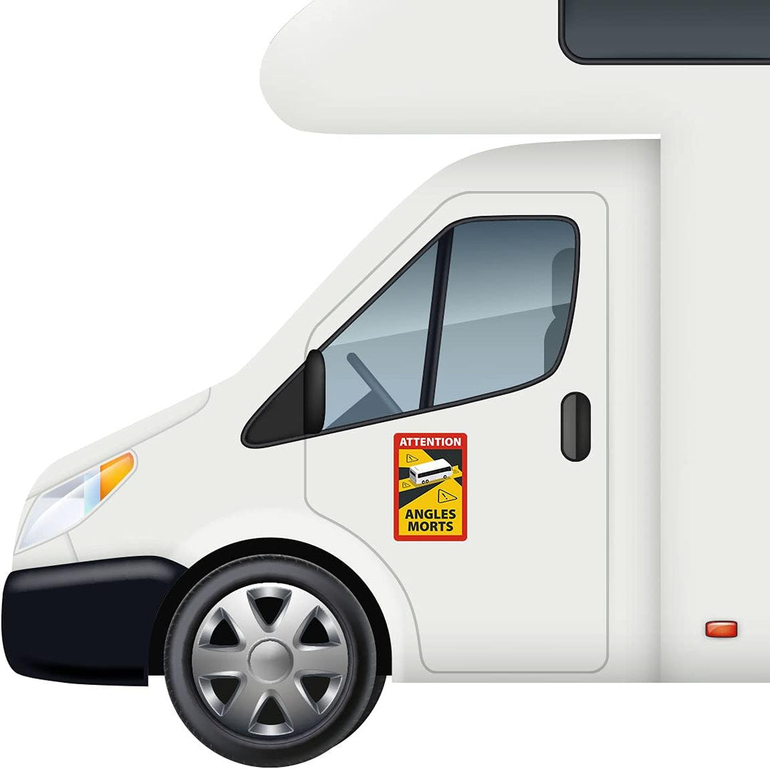 Angles Morts - Toter Winkel - Schild magnetisch A5,4 Stück, Hinweisschild für Bus-Wohnmobil