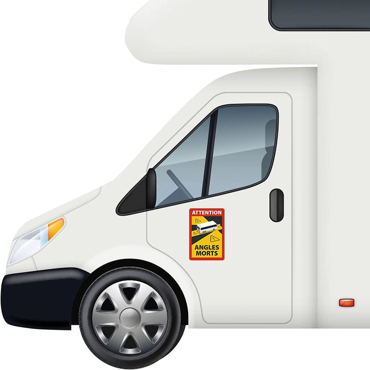 Angles Morts - Toter Winkel - Schild magnetisch A5,4 Stück, Hinweisschild für Bus-Wohnmobil