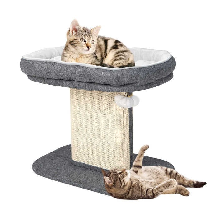 COSTWAY Kratzbaum Klein, 50cm hoch, Katzenbaum mit weicher Plüschsitzfläche &amp; Sisal-Kratzsäule &amp; Bal