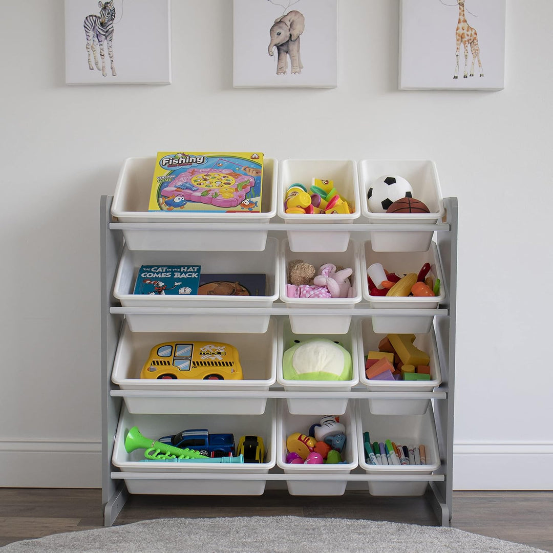 Humble Crew schickes Kinderregal in Grau/Weiss! 12 Boxen für Spielzeug, ideal für Kinderzimmer. Jetz