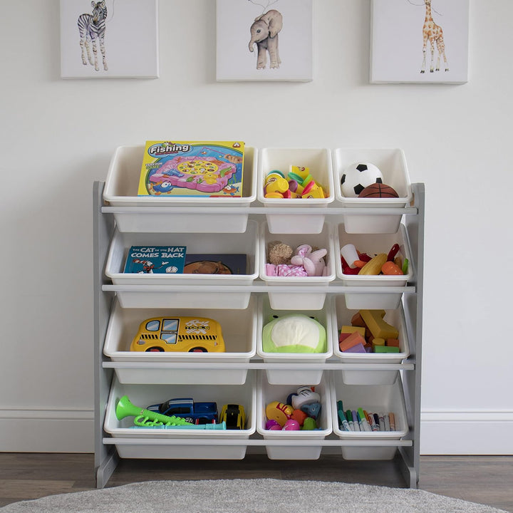 Humble Crew schickes Kinderregal in Grau/Weiss! 12 Boxen für Spielzeug, ideal für Kinderzimmer. Jetz