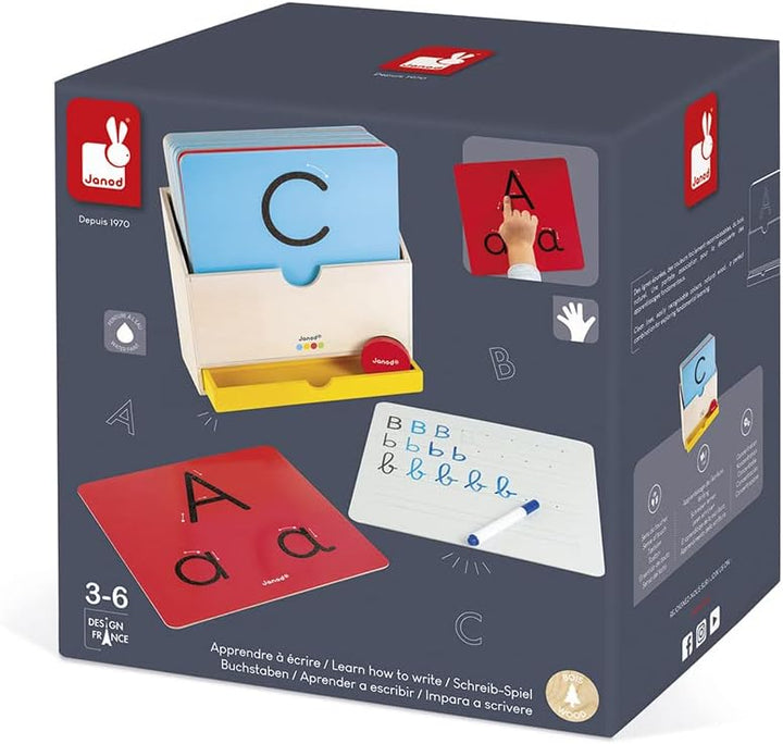 Janod - Essentiel - Schreiben lernen - Lernspiel aus Holz Babys und Kleinkinder - Buchstaben und Les