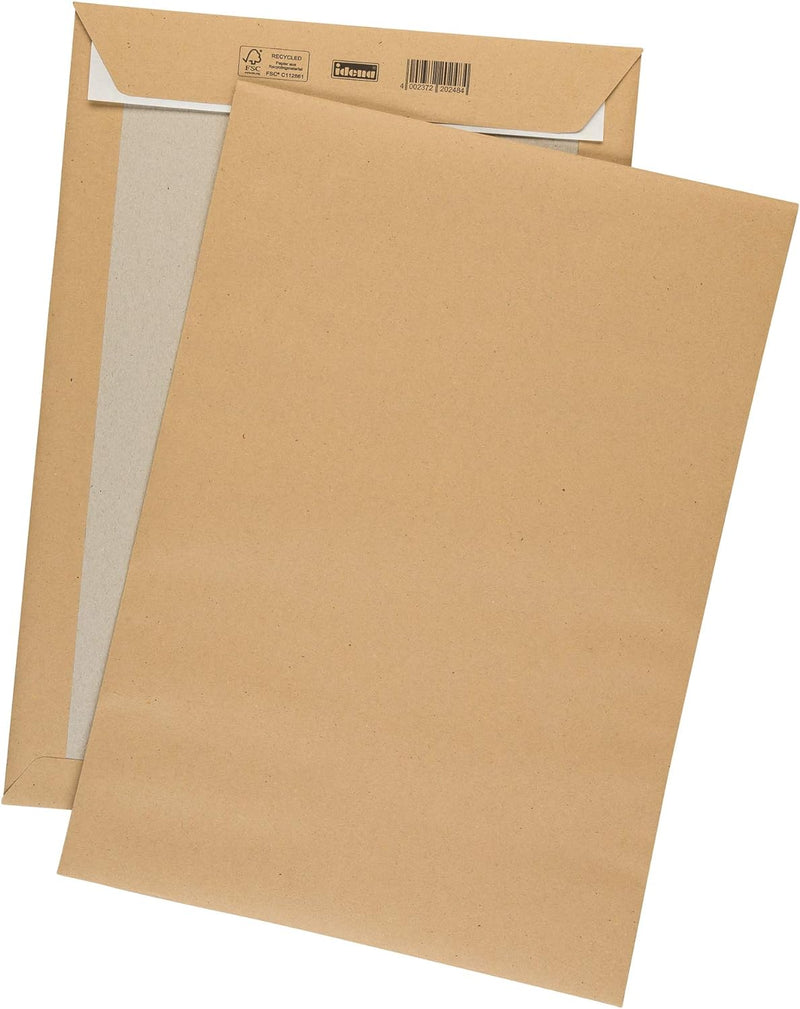Idena 10248 - Versandtaschen DIN B4 mit Papprückwand, 100 Stück haftklebend, Umschläge ohne Fenster,