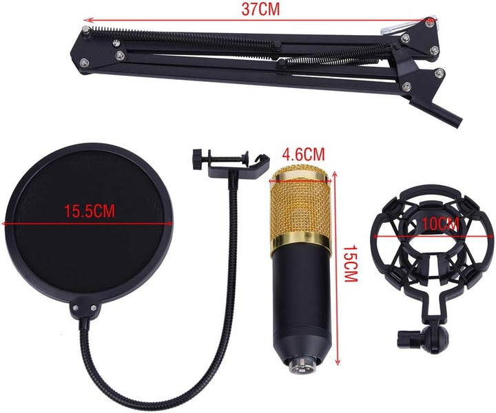 BM800 Kondensatormikrofon mit Shock Mount, professionelles Kondensatormikrofon mit verstellbarem Arm
