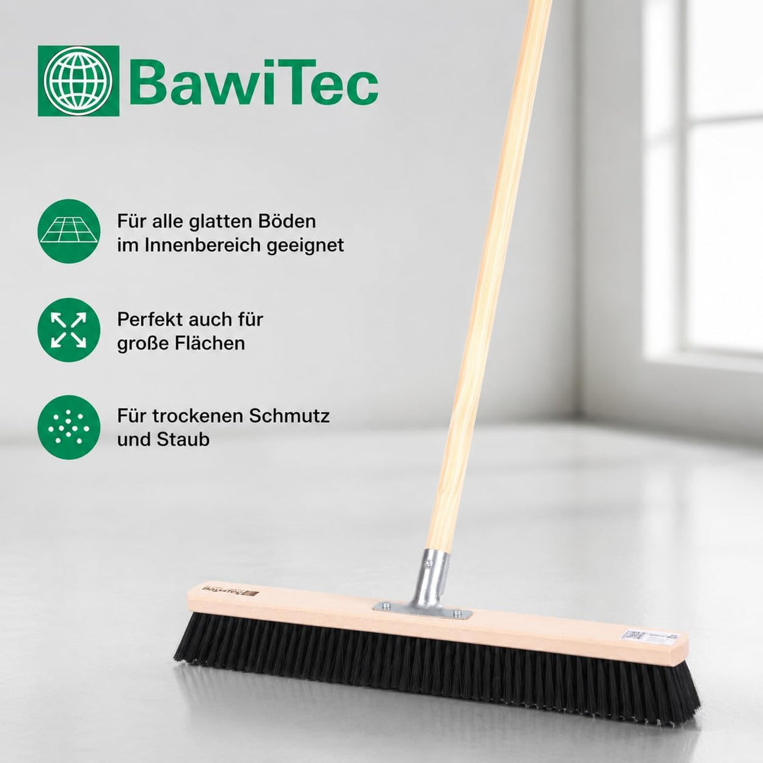 BawiTec Profi Saalbesen Grossraumbesen Kunsthaar-Borsten mit stabilem Stiel schwarz-weich (Breite 60