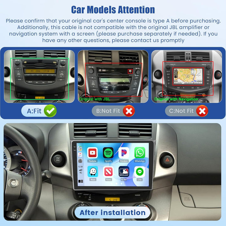 [4G+64G] Inefala Android 15 Autoradio für Toyota RAV4 2007-2012 mit Wireless Carplay Android Auto, 9