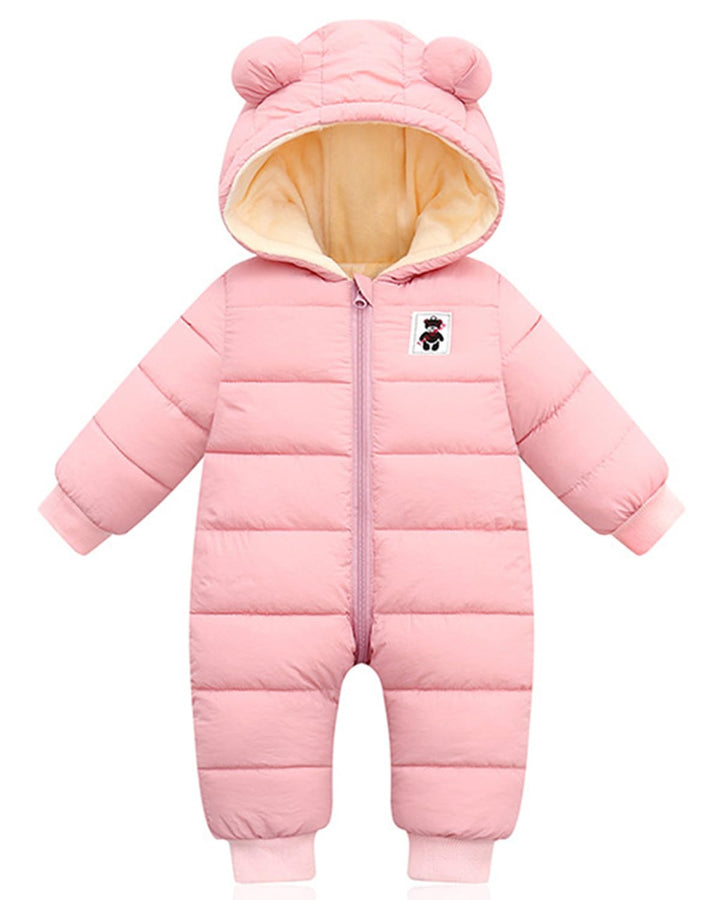 Baby Winter Overall mit Kapuze, Strampler Schneeanzug Jungen Mädchen Langarm Jumpsuit Warm Outfits G