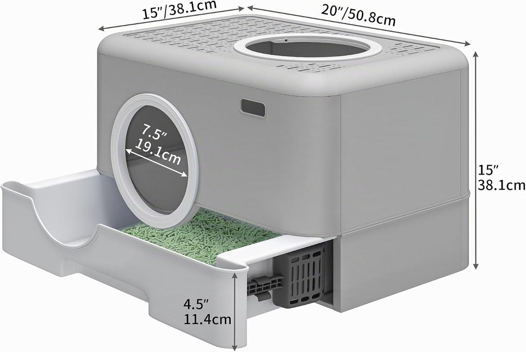 YITAHOME Katzenklo mit Deckel, Grosses Geruchloses Katzentoilette Hop In, mit Herausziehbarer Schubl