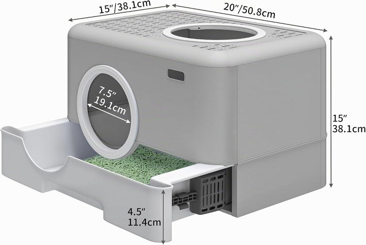 YITAHOME Katzenklo mit Deckel, Grosses Geruchloses Katzentoilette Hop In, mit Herausziehbarer Schubl