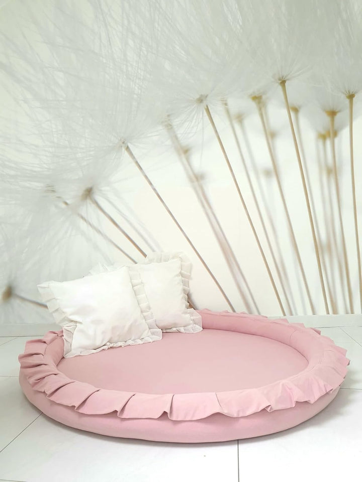 Rosa Premium Babynest Babyspielmatte Kokon Abnehmbarer Baumwollbezug Hochwertiger Schaumstoff Weiche