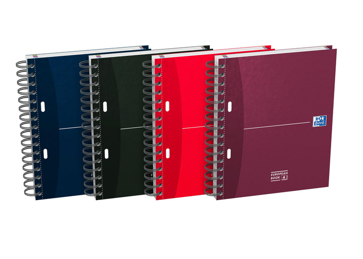 Oxford Collegeblock A5, kariert, 200 Seiten, European Book, 3 Register, 4 Farben, 5 Stück, A5, karie