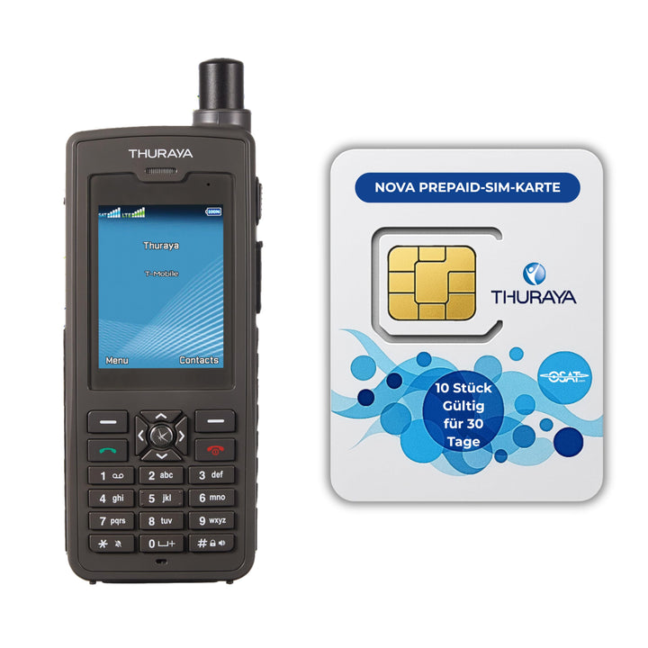 OSAT Thuraya XT-PRO Dual Satellitentelefon + 10 NOVA Prepaid-SIM-Karte | Gültigkeit 30 Tage | Robust