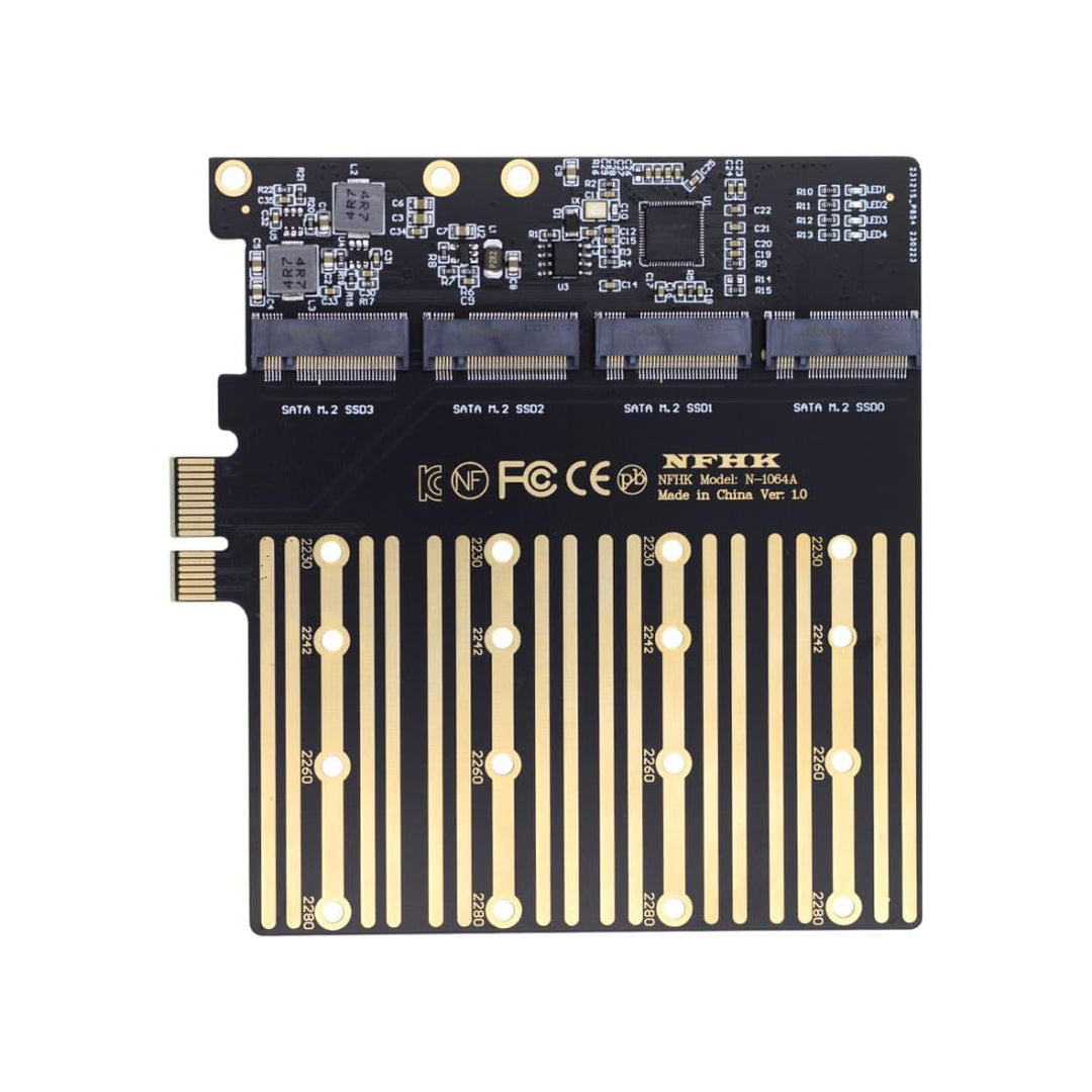 chenyang M.2 SSD auf PCI-E X1 Adapter 4 SATA NGFF SSD auf PCI-E X1 Erweiterungskartenadapter mit 12c