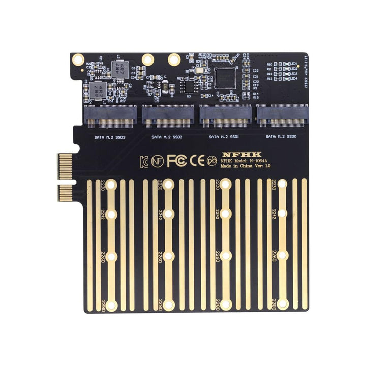 chenyang M.2 SSD auf PCI-E X1 Adapter 4 SATA NGFF SSD auf PCI-E X1 Erweiterungskartenadapter mit 12c