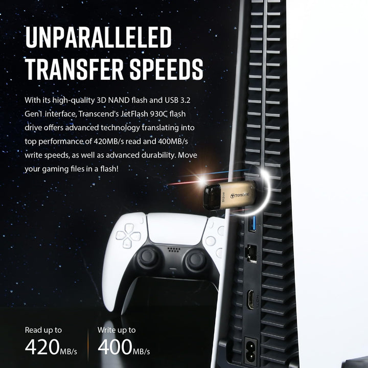 Transcend 512GB JetFlash 930C USB 3.2 Gen 1 Flash Drive TS512GJF930C, Rose Gold, 512GB