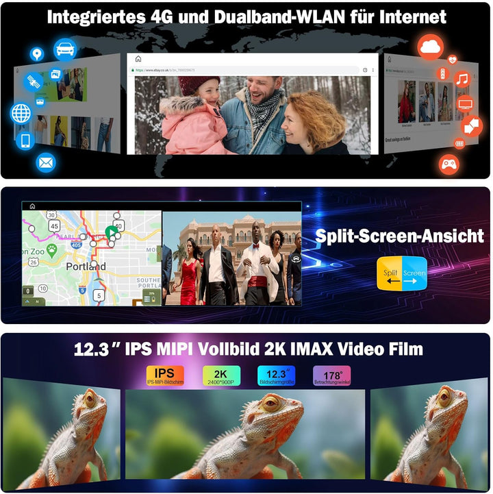 Erisin 12.3 Zoll 8-Kern 8GB+128GB Android 14 Autoradio Bluetooth mit GPS Navigation für BMW X3 F25 X