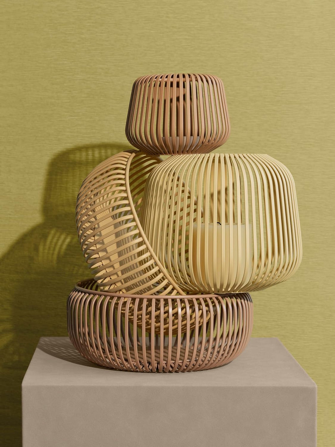 Blomus -LITO- Bowl | Obstschale aus hochwertigem Stahl | Dekoschale mit Streben in Indian Tan | Grös