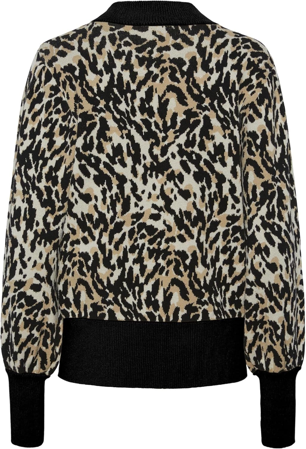YAS Damen Yasfonny Ls Knit Pullover S. Noos Strickpullover XS Black/Aop:leo Print, XS Black/Aop:leo