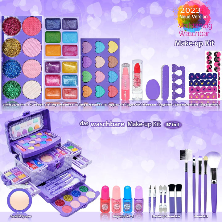 Kinderschminke Set Mädchen Kinder Make Up Set - Kinder Schminkset Mädchen,Kinder Schminkkoffer Mädch