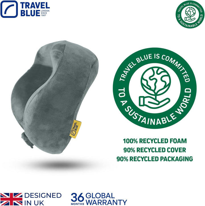 Travel Blue Reisekissen Memory Foam - Bequemes Memory Foam Kissen mit weichem Bezug, hervorragende K