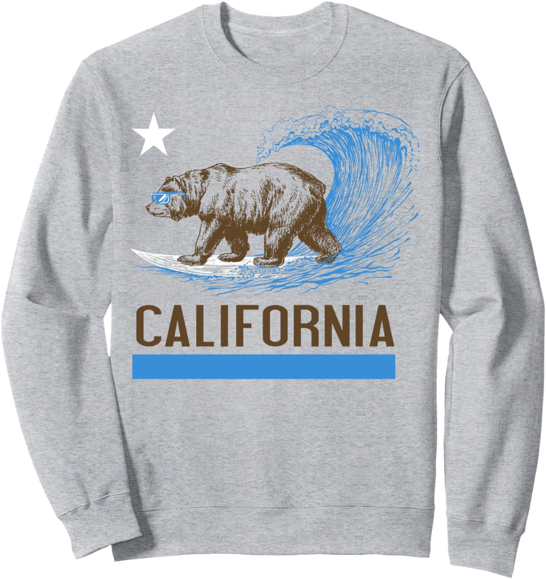 California Cool Surfing Flag Bear Vintage Sweatshirt