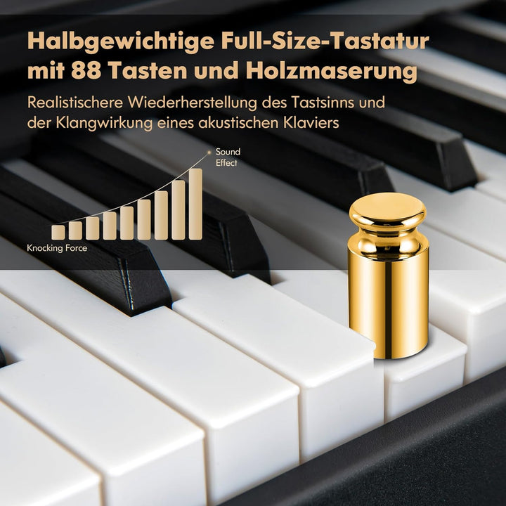 GOPLUS Digitalpiano mit 88 Tasten, Keyboard in voller Grösse, Tragbares E-Piano mit Tasche, Halteped