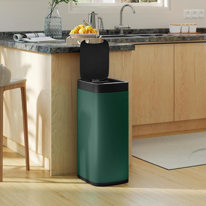 HOMCOM 50L Sensor-Mülleimer Berührungslos Küchenmülleimer Dunkelgrün, Dunkelgrün