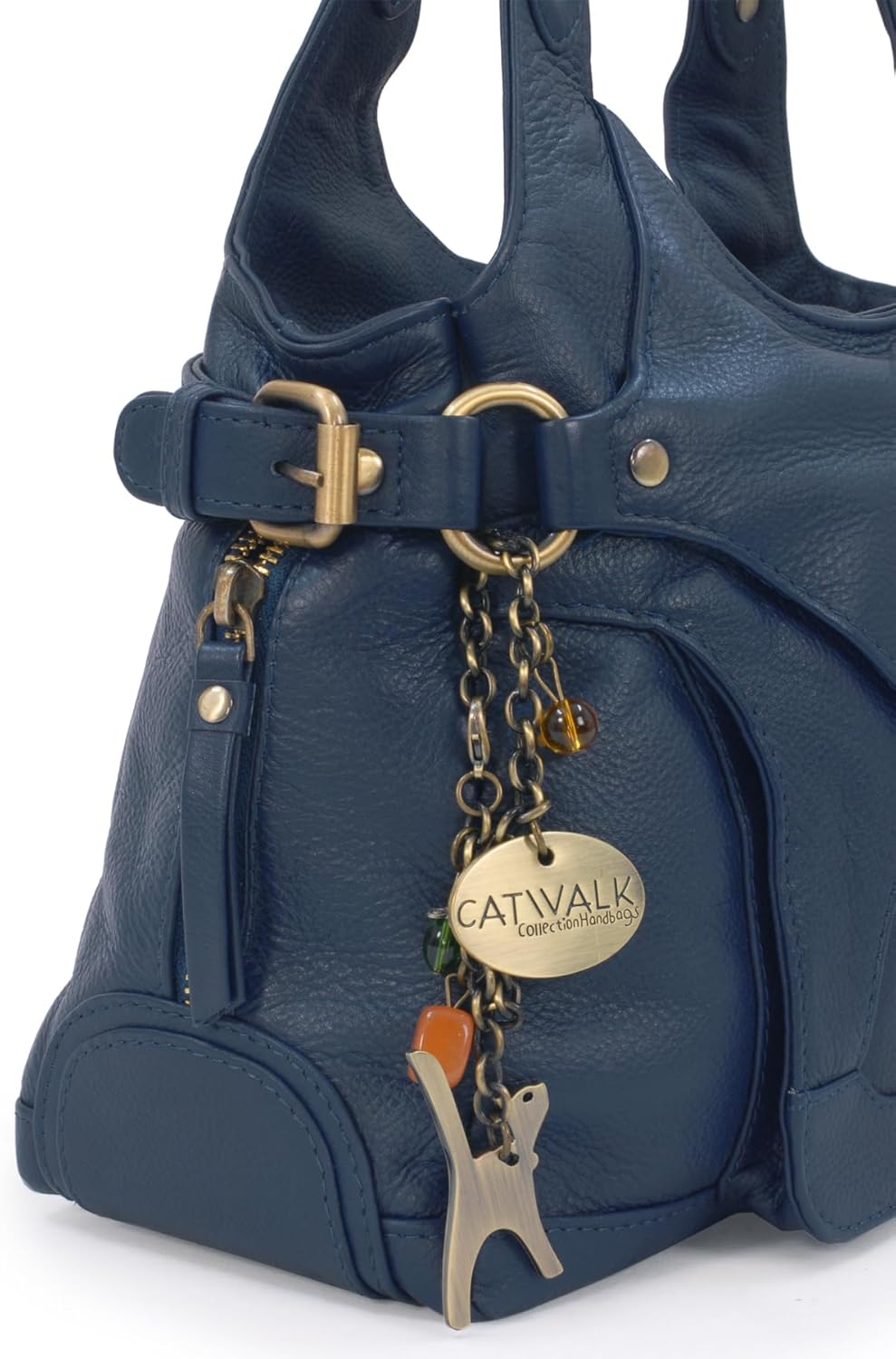 Catwalk Collection Handbags - Damen Leder Schultertasche - Handtasche Mittelgross mit Viele Fächer -
