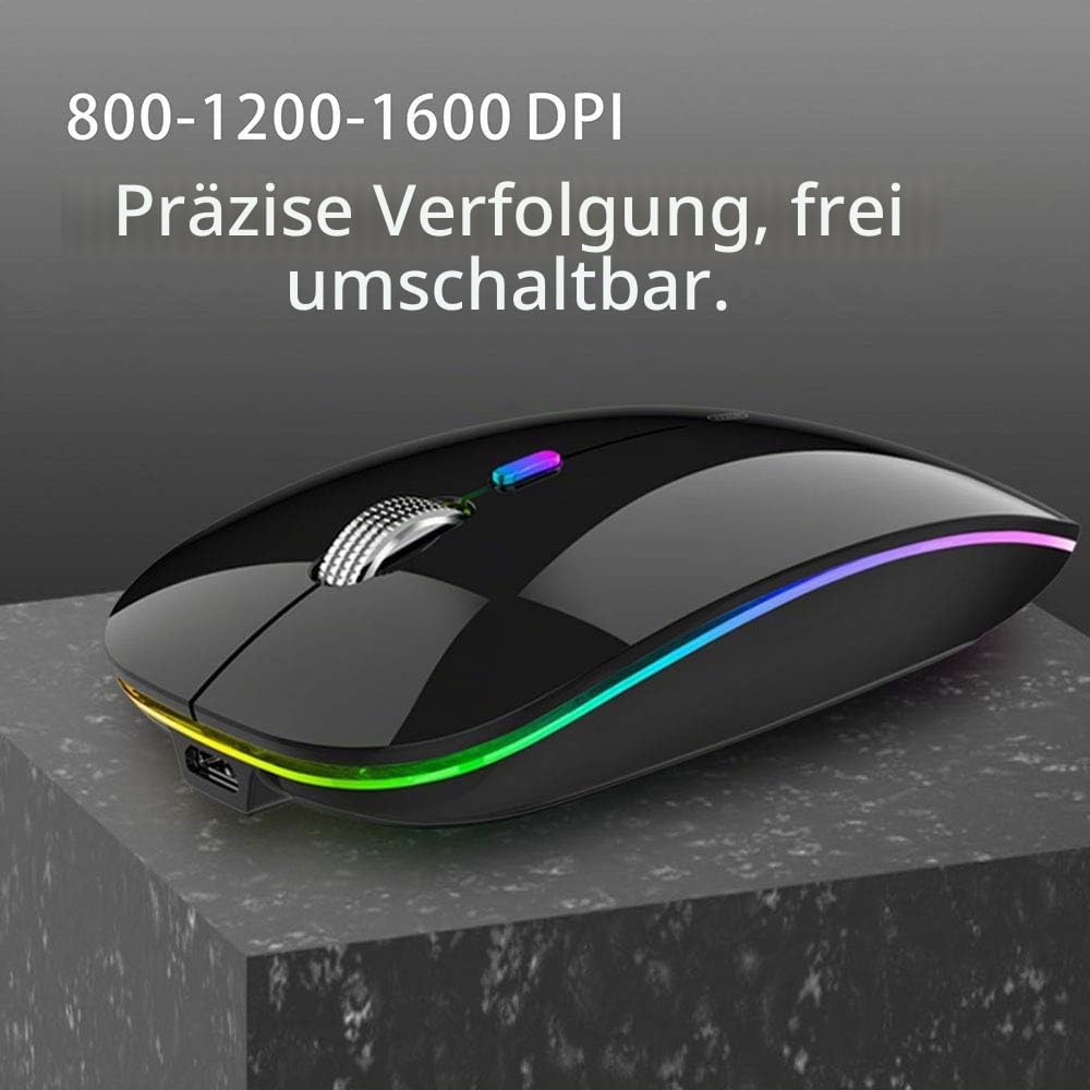Uiosmuph Bluetooth Maus Kabellose, LED Funkmaus wiederaufladbar Leise Wireless Mouse 2.4GHz Kabellos
