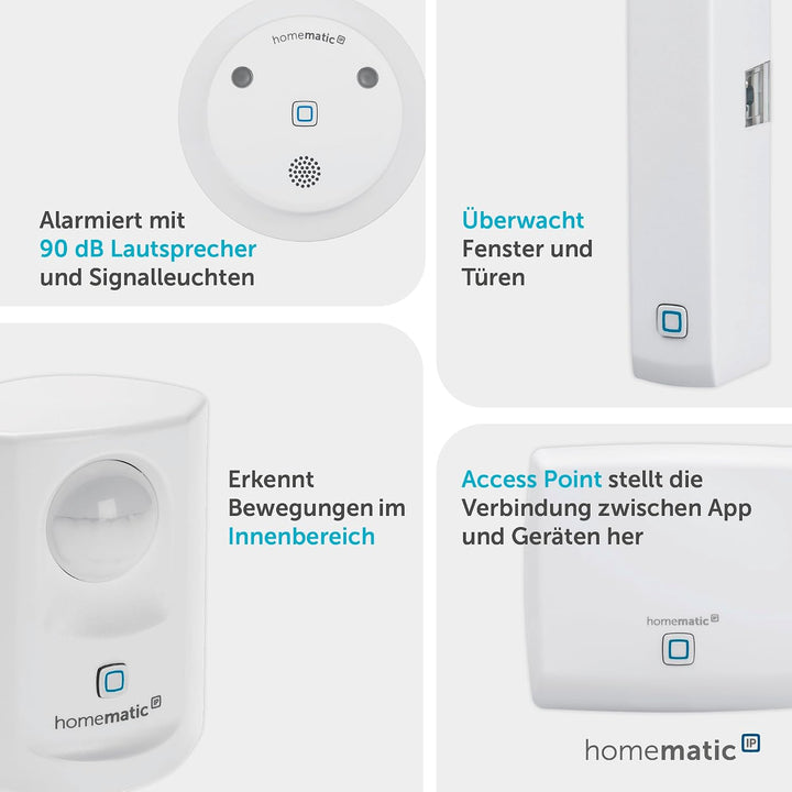 Homematic IPSmart Home Starter Set Alarm, digitaler Fenstersensorund Bewegungsmelder,kabellose Funk