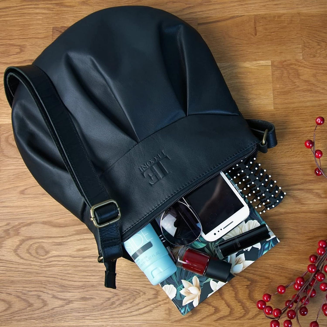 LECONI kleine Schultertasche Damentasche Umhängetasche natur weiche Ledertasche Handtasche Damen Led