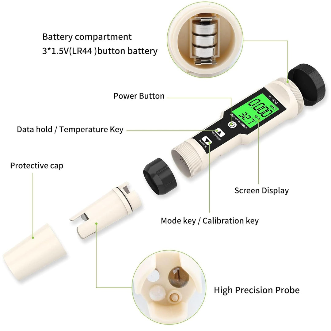 pH Messgerät, 4-in-1 pH ORP H2 TEMP Tester, Acqua IP67 Wasserdicht 0,01 hochpräzise digital Wasserqu