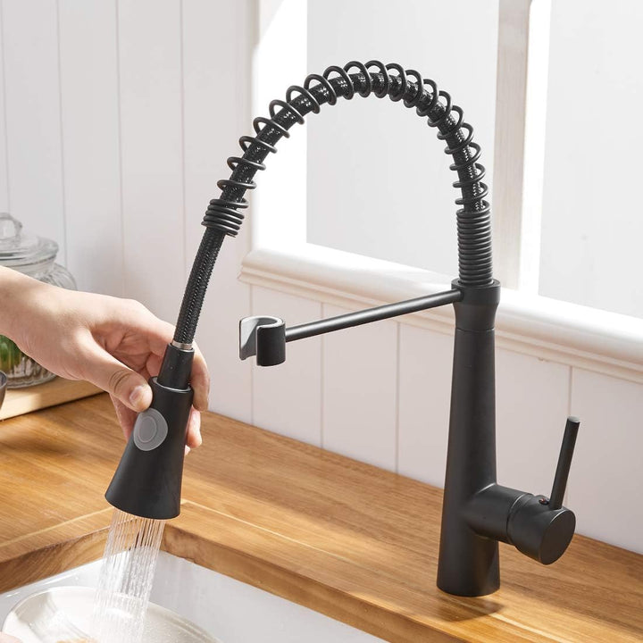 TIMACO Schwarz Wasserhahn Küche 360° Drehbar Küchenarmatur Mischbatterie Gastro Küche Armatur Spiral