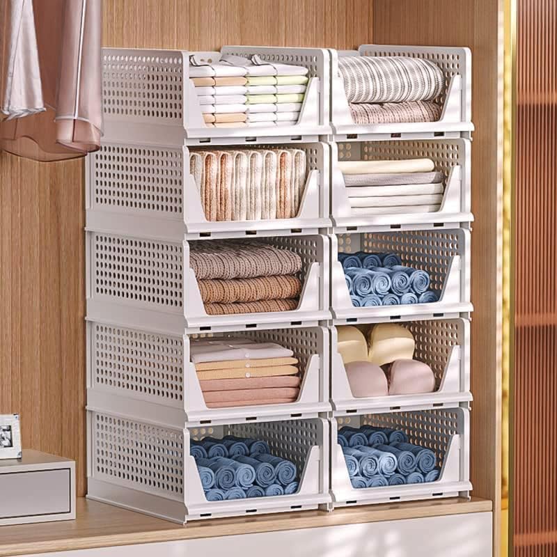 ZPONEED 8 Stück Faltbaren Kleiderschrank Organizer, Schrank Organizer Aufbewahrungsboxen, Stapelbare
