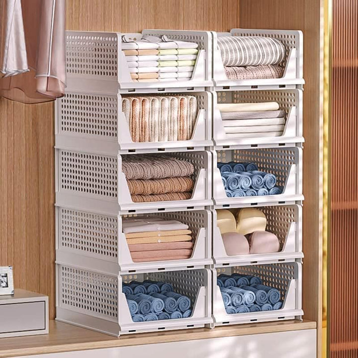 ZPONEED 8 Stück Faltbaren Kleiderschrank Organizer, Schrank Organizer Aufbewahrungsboxen, Stapelbare