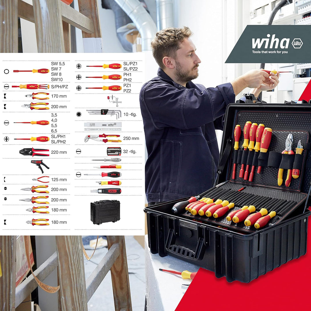 Wiha Werkzeug Set Elektriker Competence XL I gemischt 81-tlg. in Werkzeugkoffer I (40523) XL gemisch