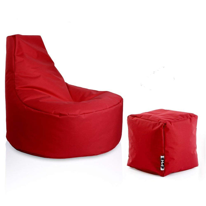 PATCH HOME Gamer Sessel inkl. Würfel Bean Bag Set Ø75cm, 30cm Sitzhöhe, 80cm Höhe + 35x35cm Würfel R