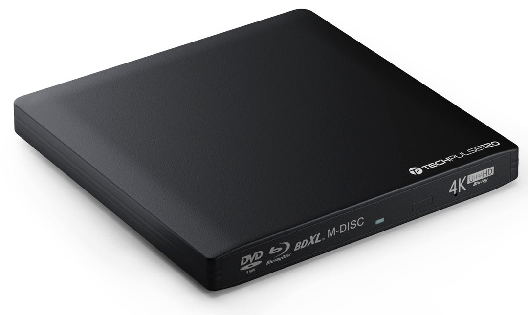 techPulse120 Externes UHD 4k 3D M-Disc BDXL USB 3.0 Laufwerk Blu-ray Brenner Burner Superdrive Slim