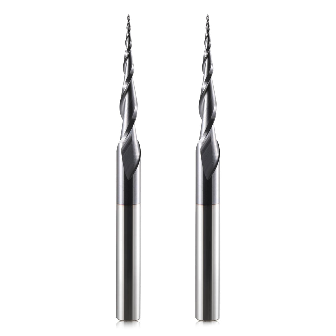 HOZLY Kugelkopffräser Konische CNC Fräser Kugelfräser 2 Stück, R0.25 Spiralnutfräser Bit 6mm Schaft