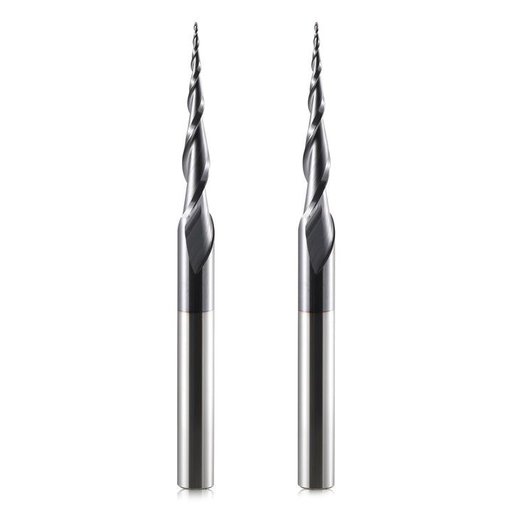 HOZLY Kugelkopffräser Konische CNC Fräser Kugelfräser 2 Stück, R0.25 Spiralnutfräser Bit 6mm Schaft