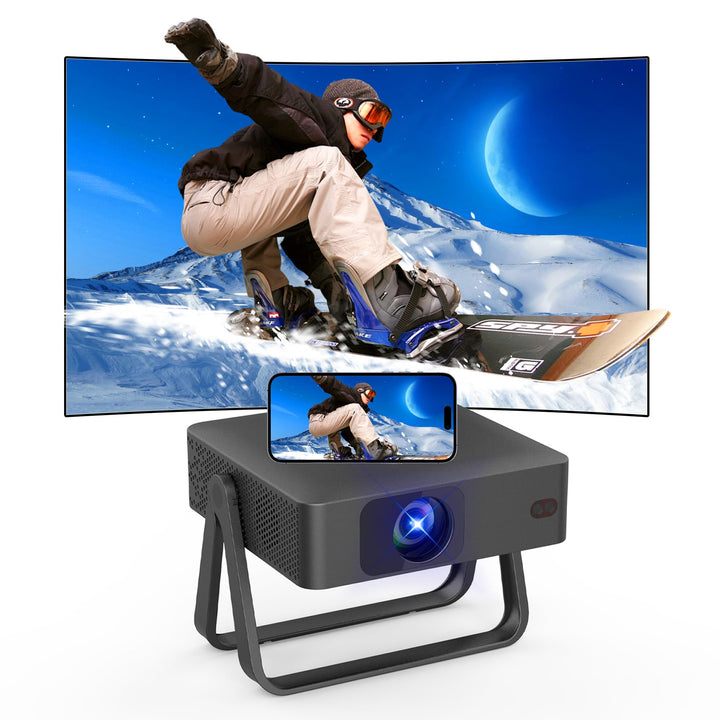2026 Upgraded 4k Support Smart Mini Projector with WiFi and Bluetooth, 360° Rotation Stand, Auto Key