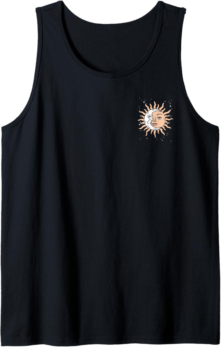 Sun & Moon Flowers Tarot Card Front & Back Tank Top