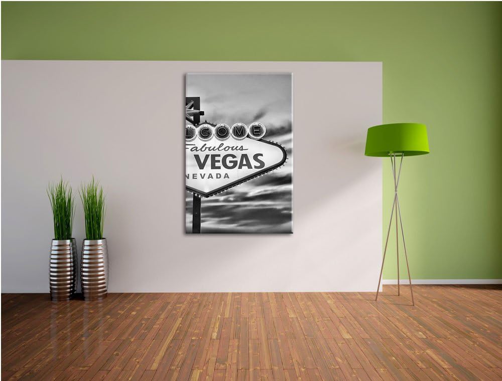 Pixxprint Las Vegas Schild / 100x70cm Leinwandbild bespannt auf Holzrahmen/Wandbild Kunstdruck Dekor