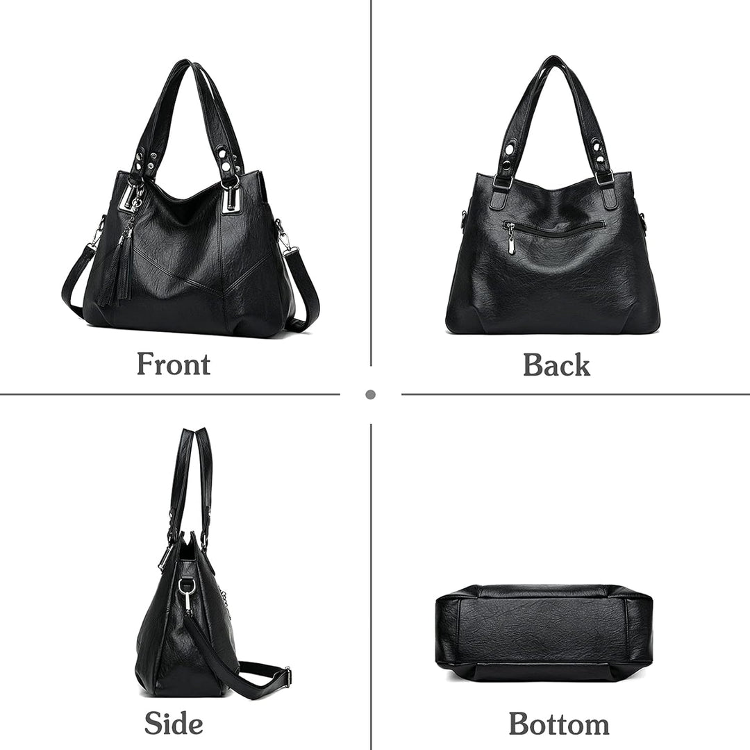 PORRASSO Damen Handtasche Mode Hobo Schultertasche Frauen Umhängetasche Grosse PU Leder Henkeltasche